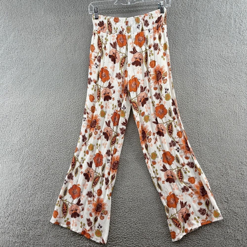 dollhouse floral wide leg palazzo pants size medium boho pull-on casual airy